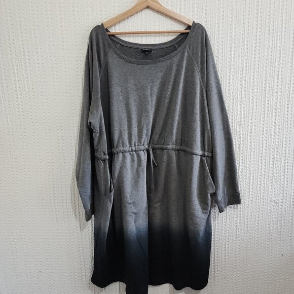 Torrid Plus Size Off-Shoulder Skater Dress  French Terry Heather Grey Dip Dye 4X - Picture 2 of 13